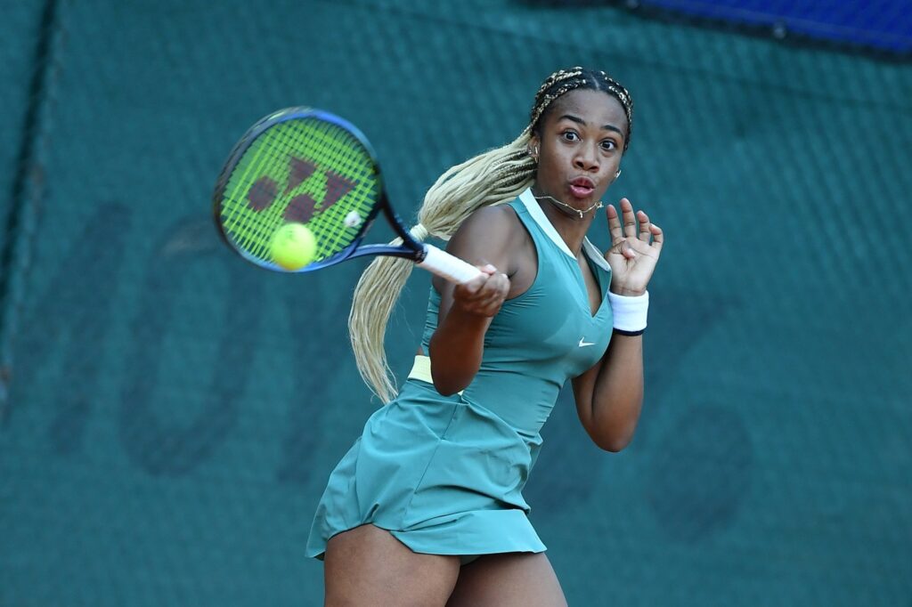 Tyra Grant durante il match a Wimbledon
