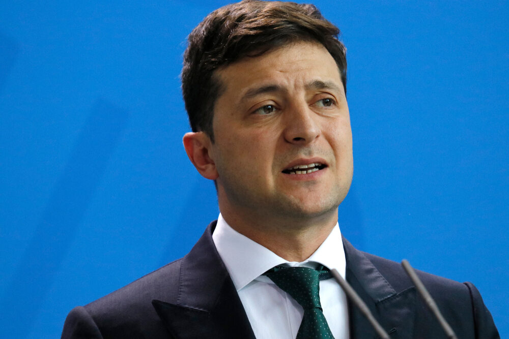 Zelensky durante un discorso ufficiale