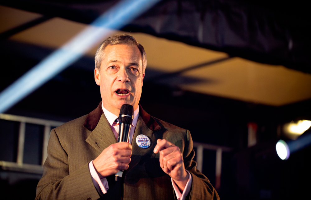 Nigel Farage durante un intervento pubblico